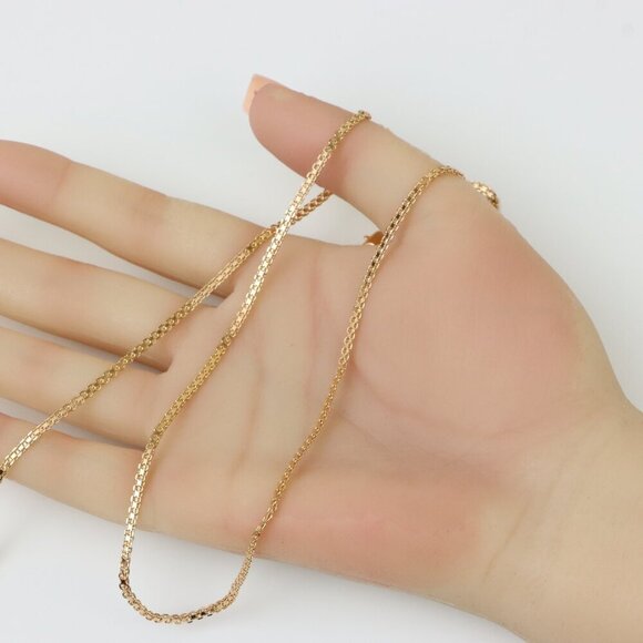 Elegant Rose Gold Flat Link Chain Necklace High Shine Finish, XPNL0252 - Picture 2 of 12